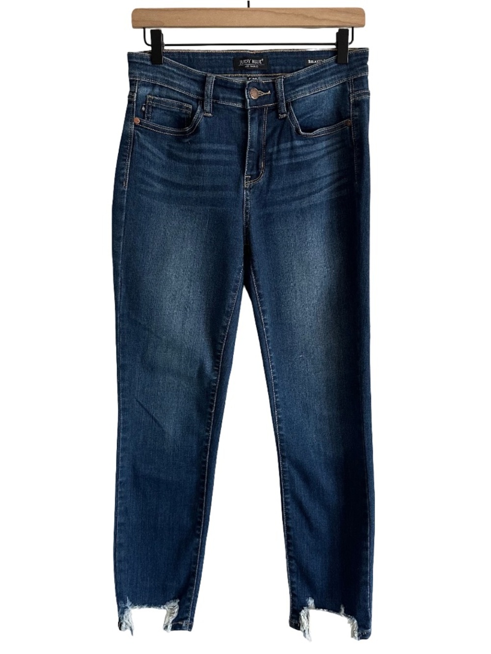 Judy Blue Juliette Mid Rise Sharkbite Relaxed Fit Jeans JB82227DK Stretch 5 27
